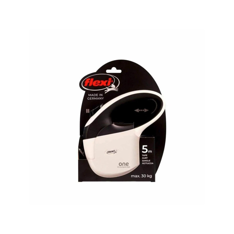 Flexi Tüm Bedenler için 5 Mt Şerit Otomatik Köpek Gezdirme Tasması Beyaz