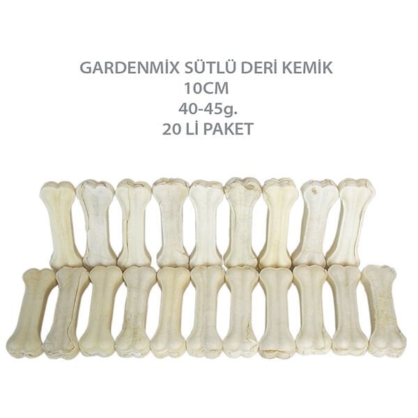 Garden Mix 20 Adet 10 Cm Sütlü Deri Kemik  40-45 Gr | Köpek Press Çiğneme Kemiği