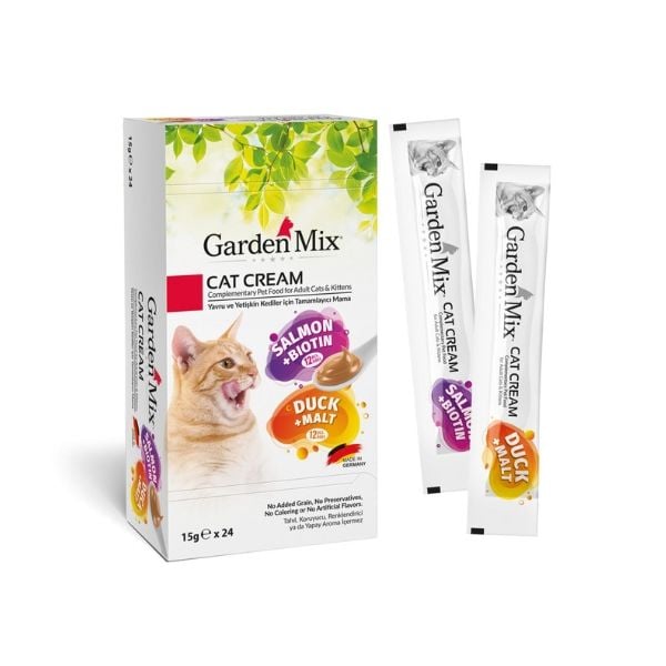 Garden Mix 24 Adet Cat Cream Somon ve Ördek 15 Gr | Kedi Sıvı Ödül Maması