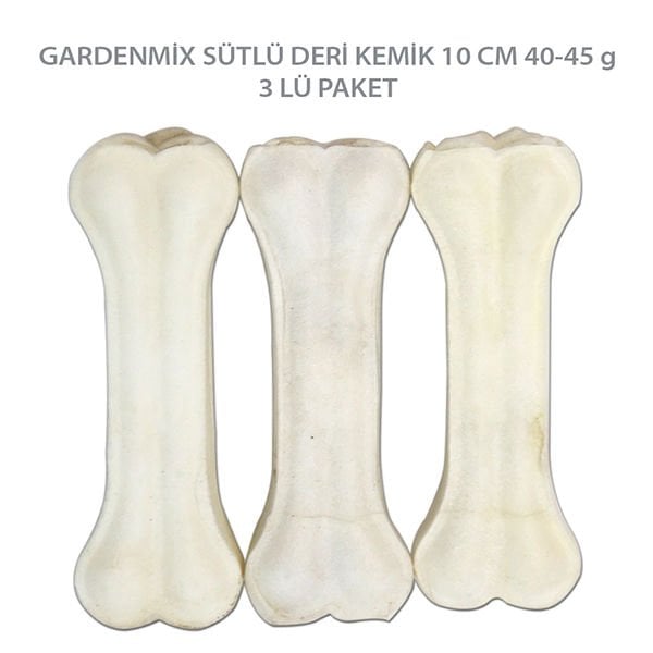 Garden Mix 3 Adet Sütlü Deri Kemik 10 Cm | Köpek Kemik Ödül Maması