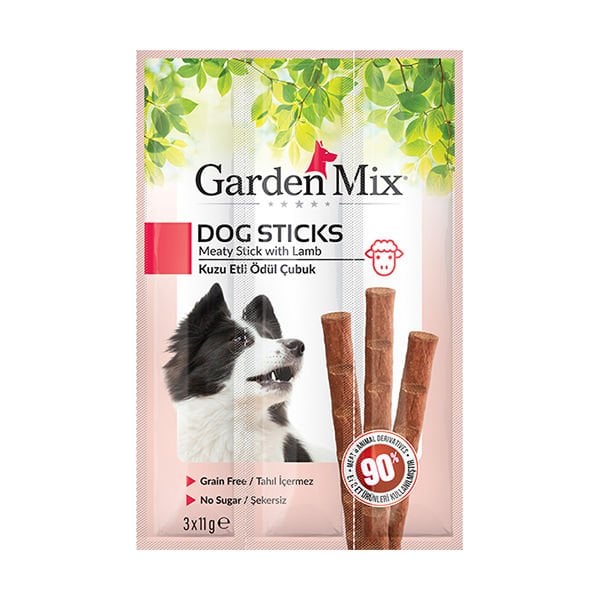 Garden Mix 3'lü Kuzu Stick 11 Gr | Köpek Kemik Ödül Maması