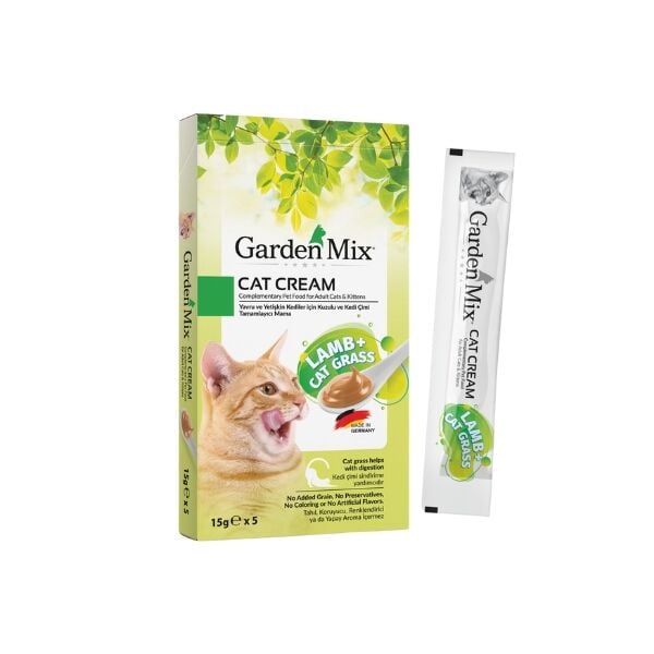 Garden Mix 5 Adet Cat Cream Kedi Çimi ve Kuzu 15 Gr | Kedi Atıştırmalık Ödül Maması
