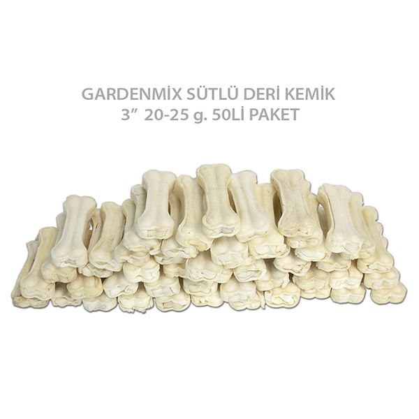 Garden Mix 50 'li 20-25 Gr  Sütlü Deri Kemik 8 Cm | Köpek Press Çiğneme Kemiği