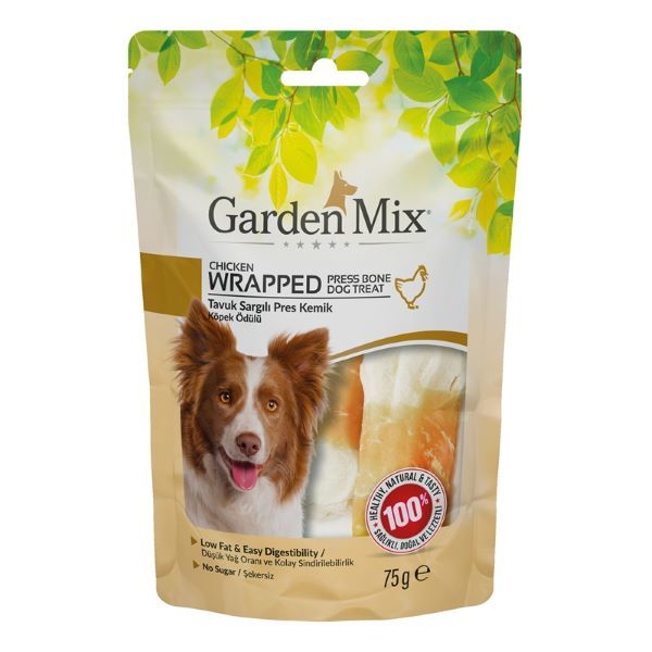 Garden Mix 75 Gr Sargılı Pres Kemik Tavuk | Köpek Press Çiğneme Kemiği
