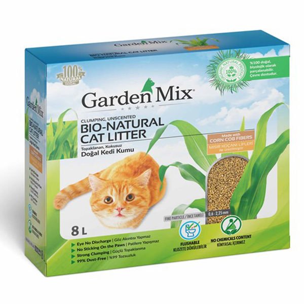 Garden Mix 8 Lt Topaklanan Mısır Lifli | Doğal Kedi Kumu