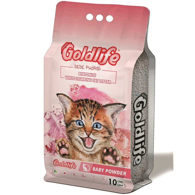 GoldLife 10 Lt Bebek Pudralı Topaklanan Bentonit İnce Taneli Kedi Kumu | Doğal Kedi Kumu GoldLife 10 Lt Bebek Pudralı Topaklanan Bentonit İnce Taneli Kedi Kumu | Doğal Kedi Kumu