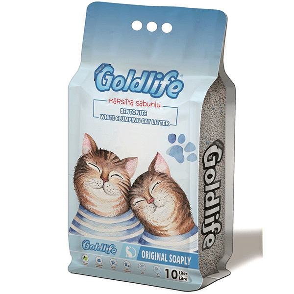 GoldLife 10 Lt Marsilla Sabunlu Topaklanan Bentonit İnce Taneli Kedi Kumu | Doğal Kedi Kumu