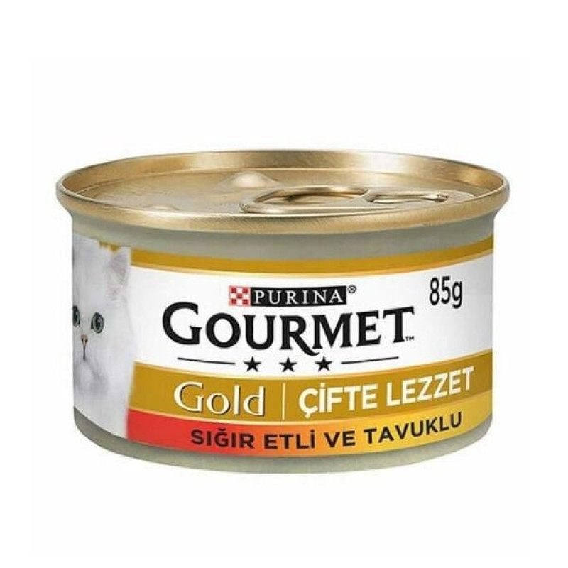 Gourmet Gold 85 Gr Çifte Lezzet Sığır ve Tavuk Etli Yetişkin Konserve Kedi Maması  