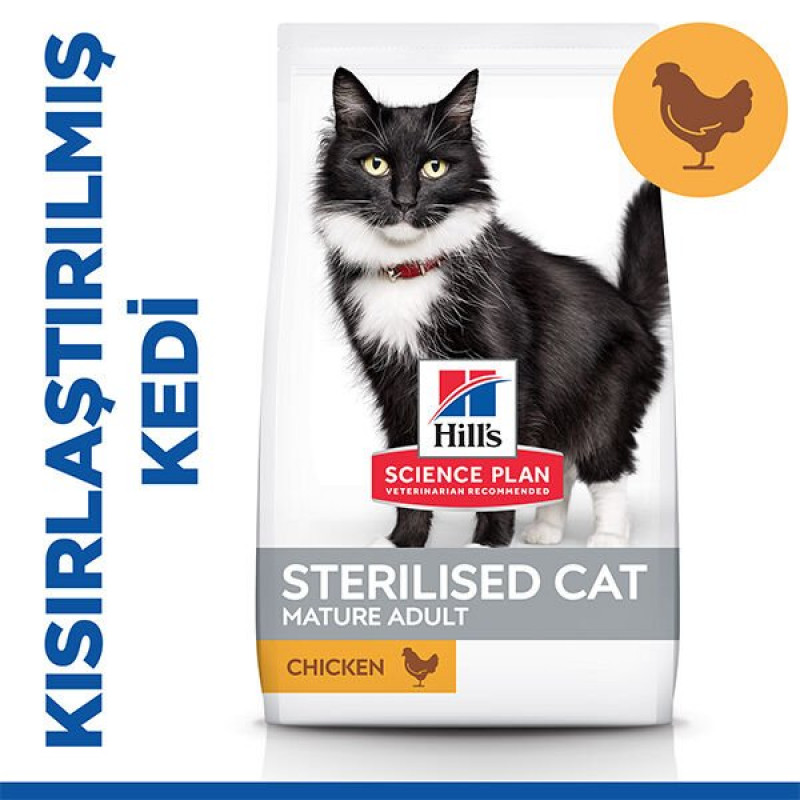Hill's Science Plan 1,5 Kg Sterilised Mature Adult 7+ Chicken | Yaşlı Kedi Kuru Maması