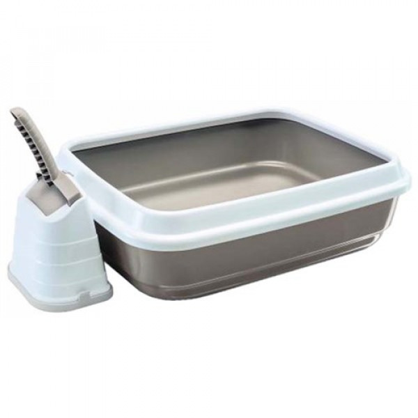 İmac 50x40x15 Cm Duo Kürekli Açık Tuvalet Gri | Açık Kedi Tuvaleti