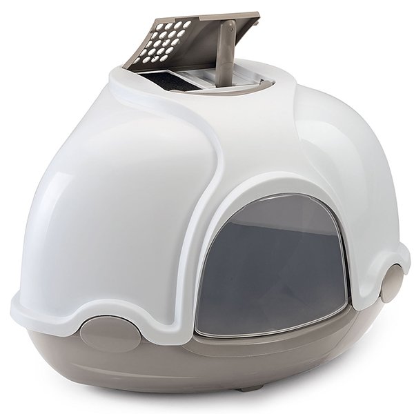 İmac 52x52x44,5 Cm Ginger Kapalı Tuvalet Gri Ve Beyaz | Kapalı Kedi Tuvaleti
