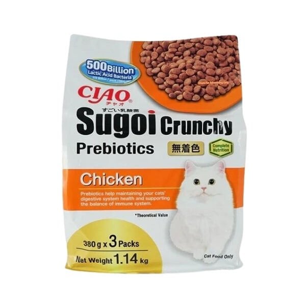 Inaba 3 Adet Ciao Sugoi Crunchy Prebiyotik Tavuk 380 Gr | Yetişkin Kuru Kedi Maması