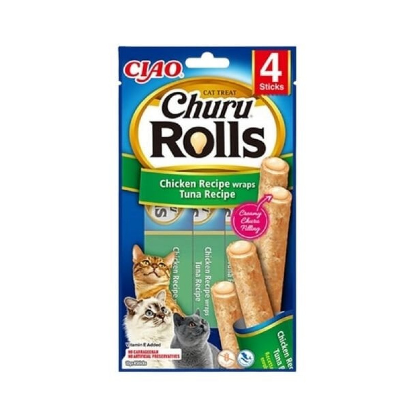 Inaba 4 Adet Ciao Churu Rolls Sticks Tavuk ve Ton 10 Gr | Stick Kedi Ödül Maması Inaba 4 Adet Ciao Churu Rolls Sticks Tavuk ve Ton 10 Gr | Stick Kedi Ödül Maması