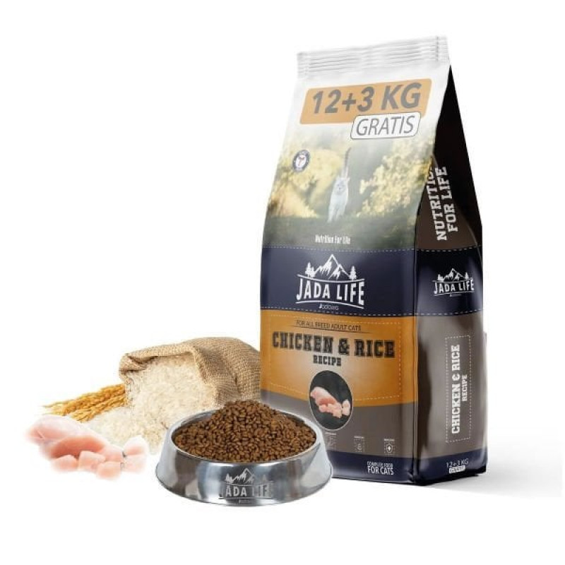 Jada Life 12 Kg + 3 Kg Tavuk | Yetişkin Kuru Kedi Maması