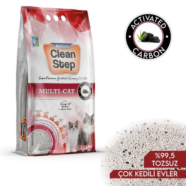 Jadawa 10 Lt Clean Step Multi-Cat Çoklu Kediler için Aktif Karbon  Topaklanan İnce Doğal | Doğal Kedi Kumu