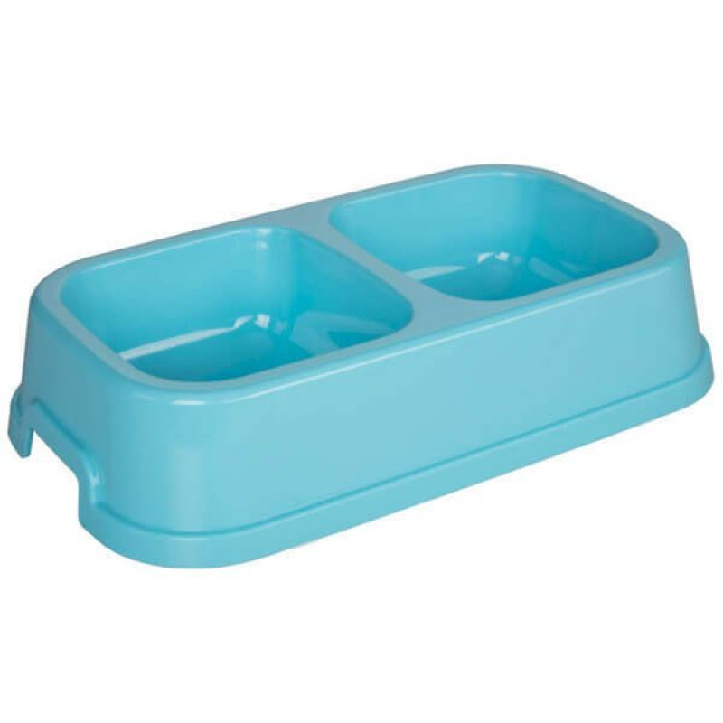 Joypet 300 ml Plastik Kare Şeklinde Mama ve Su Kabı Mavi 23.5x13.5x5.5h cm | Plastik Mama Ve Su Kabı