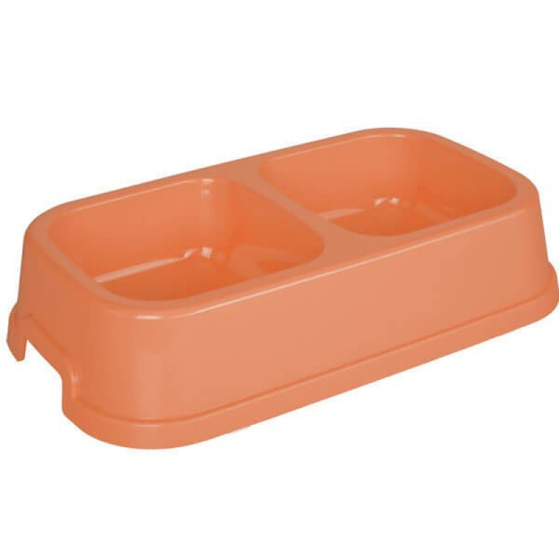 Joypet 300 ml Plastik Kare Şeklinde Mama ve Su Kabı Turuncu 23.5x13.5x5.5h cm | Plastik Mama Ve Su Kabı