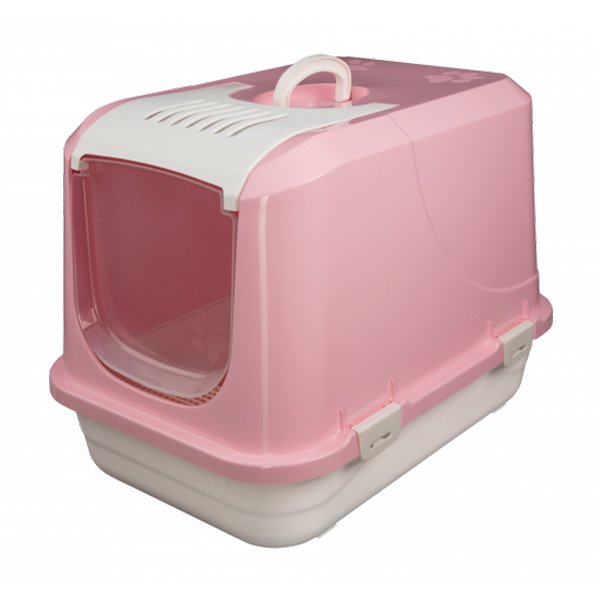 Joypet 50x40x50 Cm Üstü Açılabilir Kapalı Tuvalet Pembe Medium | Kapalı Kedi Tuvaleti