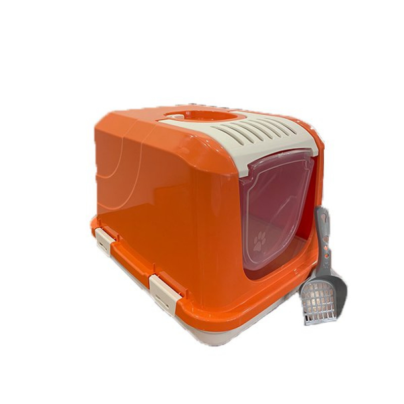 Joypet 50x40x50 Cm Üstü Açılabilir Kapalı Tuvalet Turuncu Medium | Kapalı Kedi Tuvaleti
