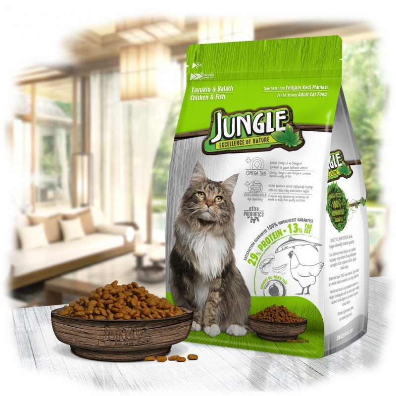 Jungle 1,5 kg Tavuk-Balıklı Yetişkin | Yetişkin Kuru Kedi Maması Jungle 1,5 kg Tavuk-Balıklı Yetişkin | Yetişkin Kuru Kedi Maması
