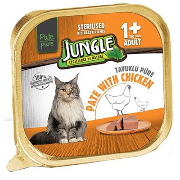 Jungle 100 Gr Kısırlaştırılmış Tavuklu Pate Yetişkin | Yetişkin Kedi Maması