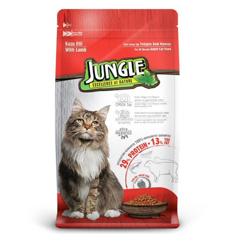 Jungle 15 Kg Kuzu Etli Yetişkin | Kuzu Etli Kuru Kedi Maması
