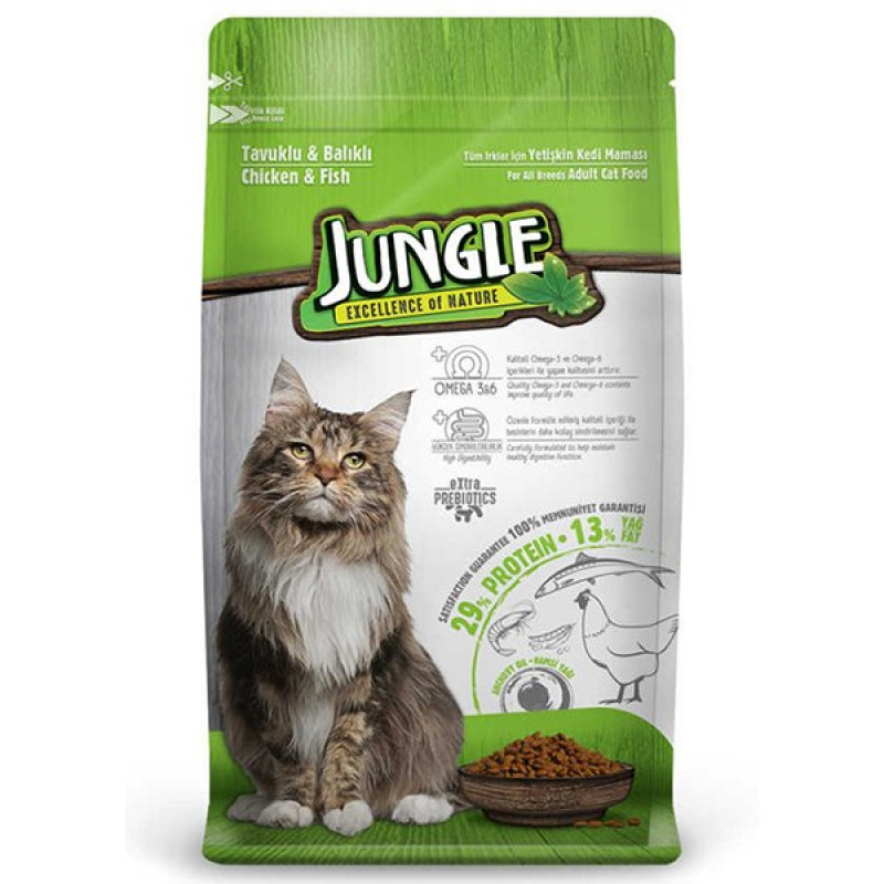 Jungle 15 Kg Tavuklu ve Balıklı Yetişkin | Yetişkin Kuru Kedi Maması Jungle 15 Kg Tavuklu ve Balıklı Yetişkin | Yetişkin Kuru Kedi Maması