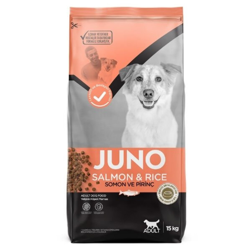 Juno 15 Kg Somonlu ve Pirinçli Yetişkin Köpek Maması 
