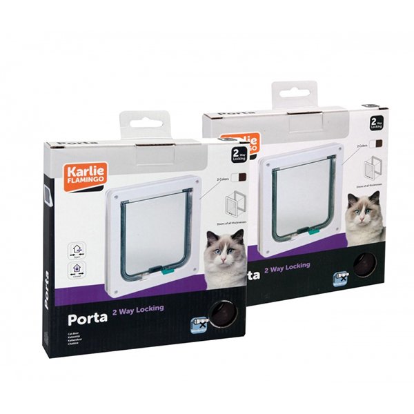 Karlie 19.2x20 Cm 2 Yön Kilitli Kedi Kapısı Kahverengi | Kedi Kapısı