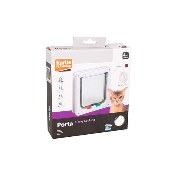 Karlie 19.2X20 Cm 4 Yönlü Kilitli Kapı Kalın Beyaz | Kedi Kapısı