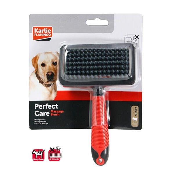 Karlie 19X12X4 Cm Masaj Tüy Fırçası Kırmızı Siyah | Köpek Tarağı