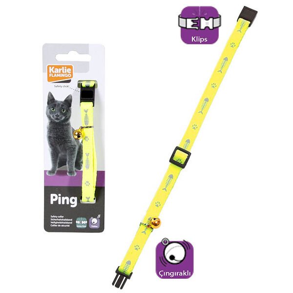 Karlie 20-30 Cm 10 Mm Çıngıraklı Boyun Sarı | Kedi Boyun Tasması