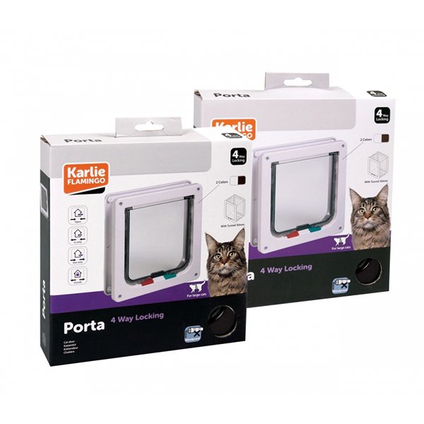 Karlie 23.5x25.2 Cm 4 Yön Kilitli Kedi Kapısı Kahverengi | Kedi Kapısı