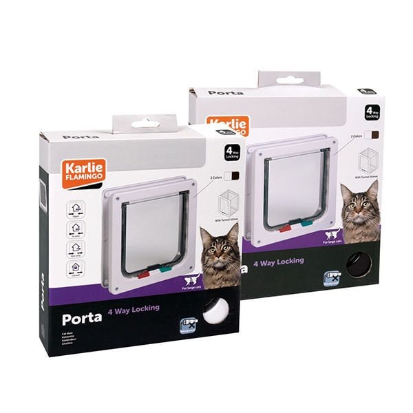 Karlie 23.5X25.2 Cm 4 Yönlü Kilitli Kalın Beyaz | Kedi Kapısı