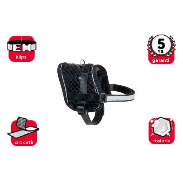 Karlie 26-35 Cm Reflektörlü Göğüs Xsmall Siyah | Köpek Göğüs Tasması