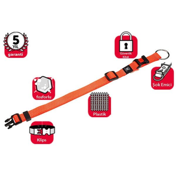 Karlie 30-45 Cm 20 Mm Kilitli Boyun Small Turuncu | Köpek Boyun Tasması