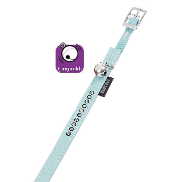 Karlie 30 Cm 11 Mm Deri Taşlı Boyun Xsmall Açık Mavi | Kedi Boyun Tasması