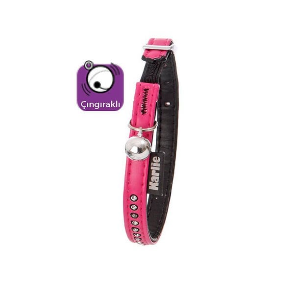 Karlie 30 Cm 11 Mm Deri Taşlı Boyun Xsmall Pembe | Kedi Künyesi Ve Çanı