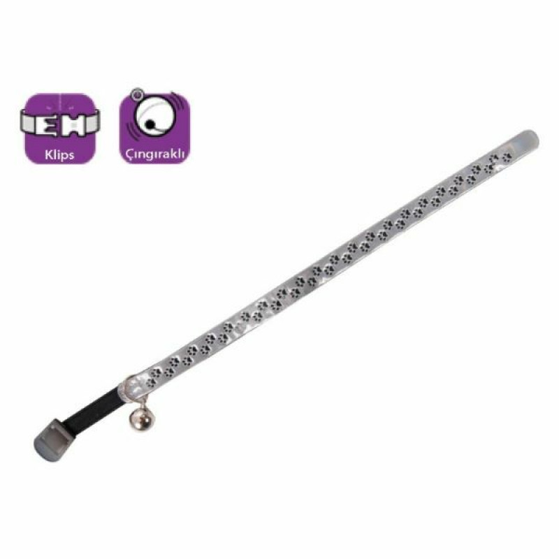 Karlie 30 Cm Cıngıraklı Pati Desenli Boyun Gri | Kedi Boyun Tasması Karlie 30 Cm Cıngıraklı Pati Desenli Boyun Gri | Kedi Boyun Tasması