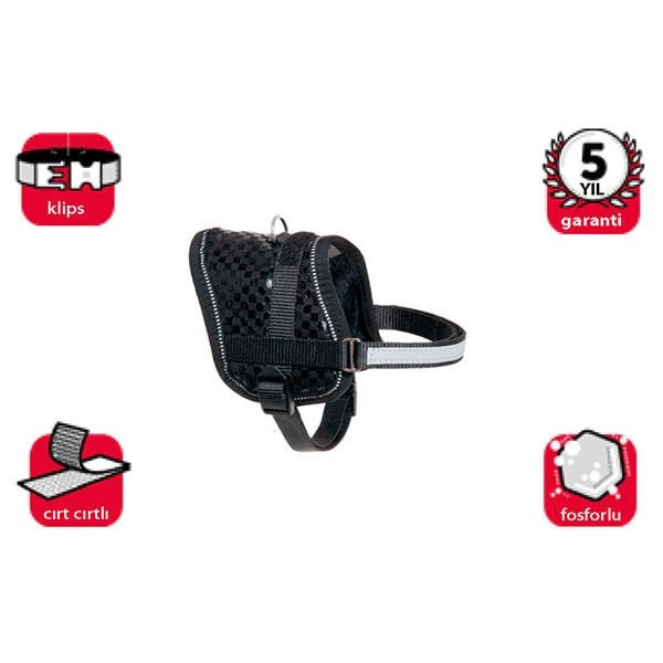 Karlie 31-40 Cm Reflektörlü Göğüs Xsmall Siyah | Köpek Göğüs Tasması