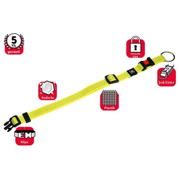Karlie 40-55 Cm 25 Mm Kilitli Boyun Medium Sarı | Kedi Boyun Tasması
