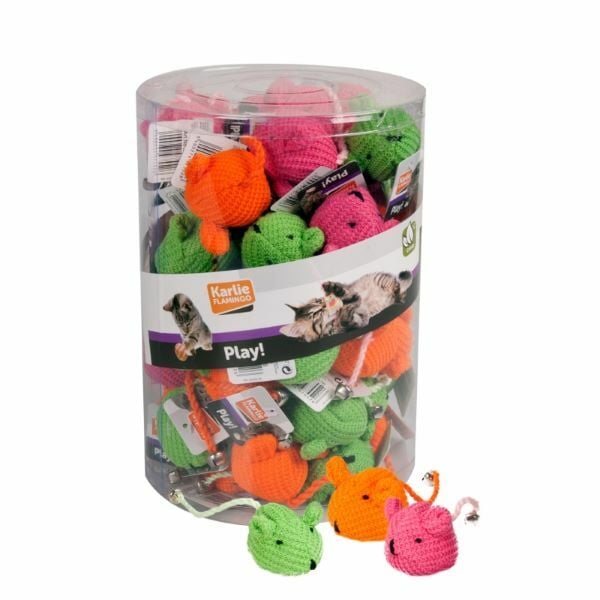 Karlie 6 Cm 60'lı Fare Örgü Renkli | Kedi Fare Oyuncak