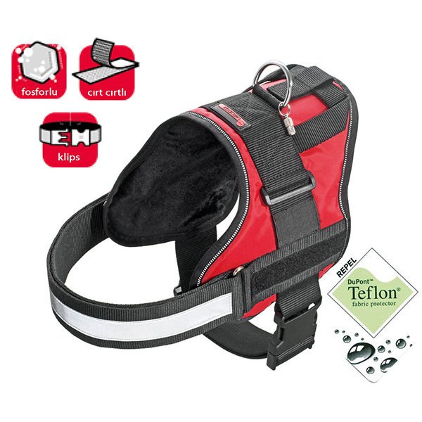 Karlie 65-77 Cm Teflon Reflektörlü İsimlikli Göğüs Medium Kırmızı | Köpek Göğüs Tasması