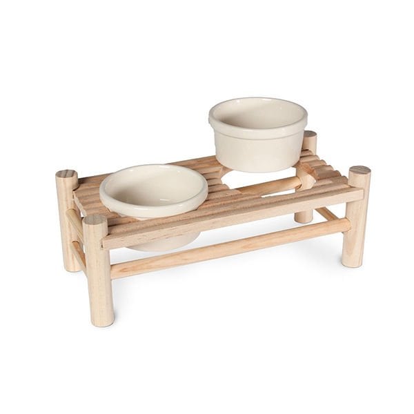 Karlie Ahşap Standlı Seramik | Tavşan Yemliği Ve Suluğu