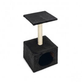 Ametist Tırmalama Direkli Katlı Kedi Evi 30x30x55 Cm Siyah