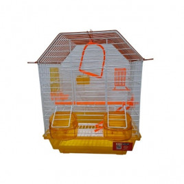 Düz Çatılı Çift Kapılı ve Yemlikli Muhabbet Kuşu Kafesi 38x29x20 Cm