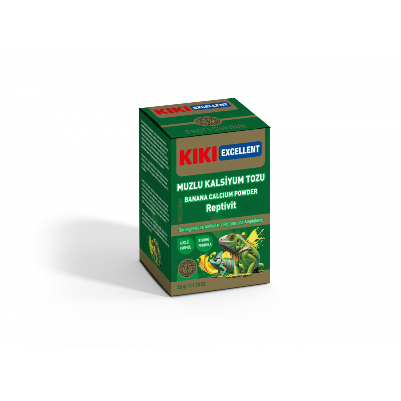 Kiki Excellent Muzlu Kalsiyum Reptivit 100 Gr Sürüngenler ve Amfibiler için Toz Mineral 
