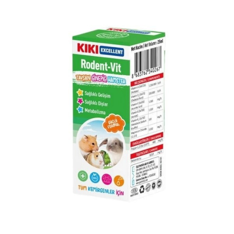 Kiki Excellent Rodent-Vit 25 Ml Sağlıklı Gelişim Destekleyici Multi Vitamin | Hamster Vitamini Kiki Excellent Rodent-Vit 25 Ml Sağlıklı Gelişim Destekleyici Multi Vitamin | Hamster Vitamini