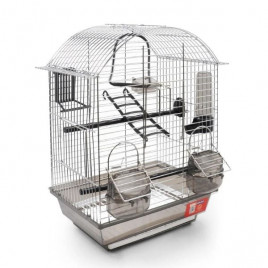 Yuvarlak Çatılı Çift Kapılı ve Yemlikli Krom Kafes | Kuş Kafesi Yuvarlak Çatılı Çift Kapılı ve Yemlikli Krom Kafes | Kuş Kafesi
