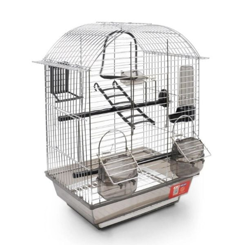 Kiki Excellent Yuvarlak Çatılı Çift Kapılı ve Yemlikli Krom Kafes | Kuş Kafesi Kiki Excellent Yuvarlak Çatılı Çift Kapılı ve Yemlikli Krom Kafes | Kuş Kafesi